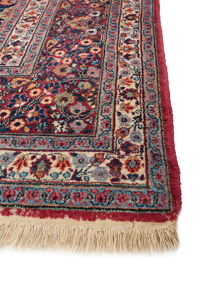 aalam blue wool hand knotted Rug - Corner