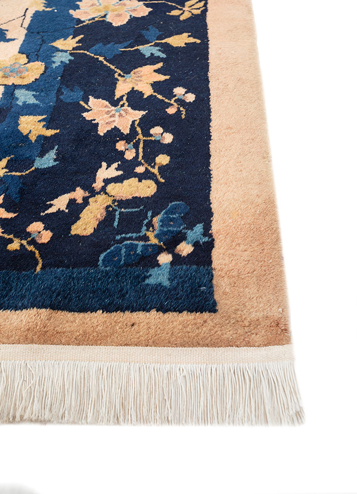 pechino red and orange wool hand knotted Rug - Corner