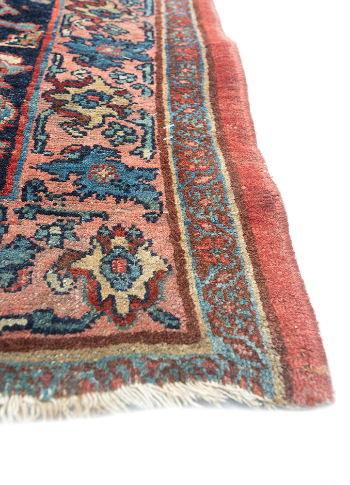 aalam blue wool hand knotted Rug - Corner
