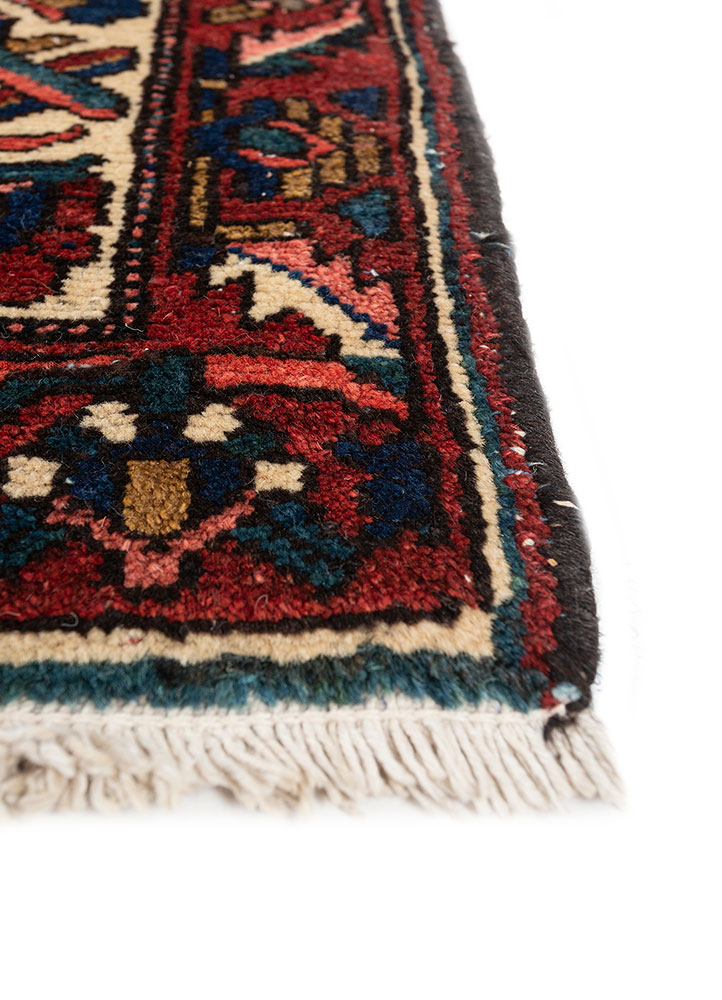 aalam red and orange wool hand knotted Rug - Corner