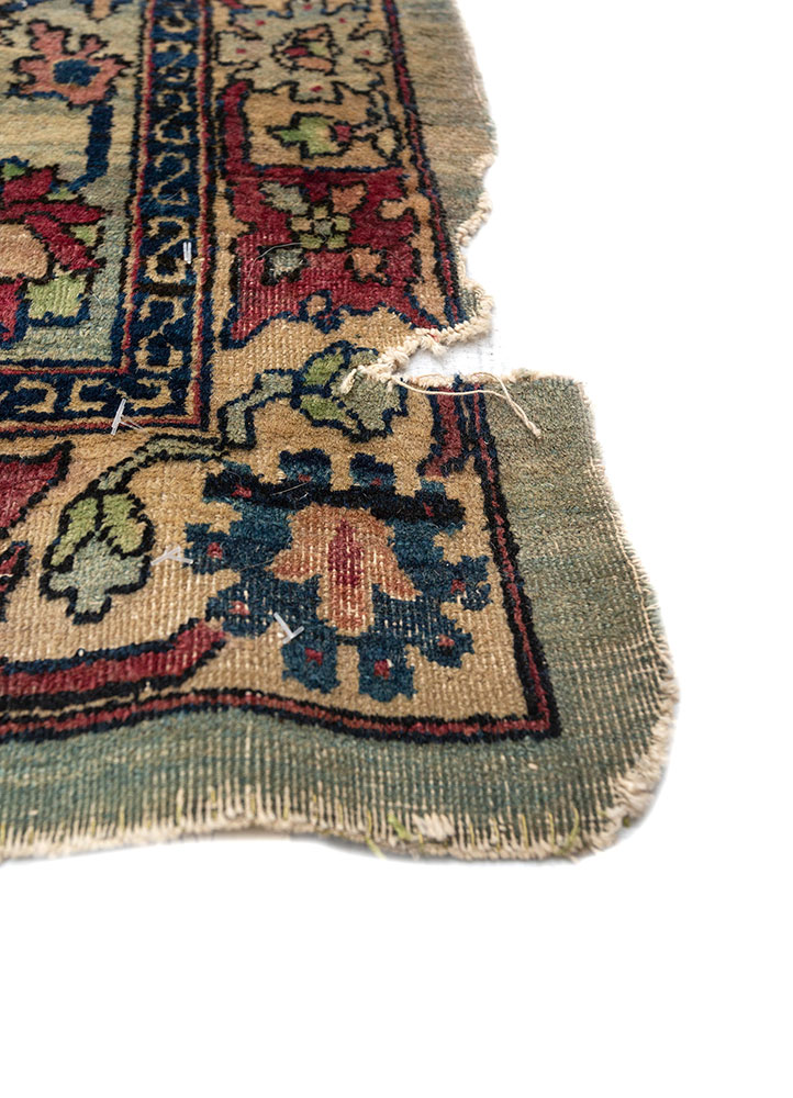 aalam green wool hand knotted Rug - Corner