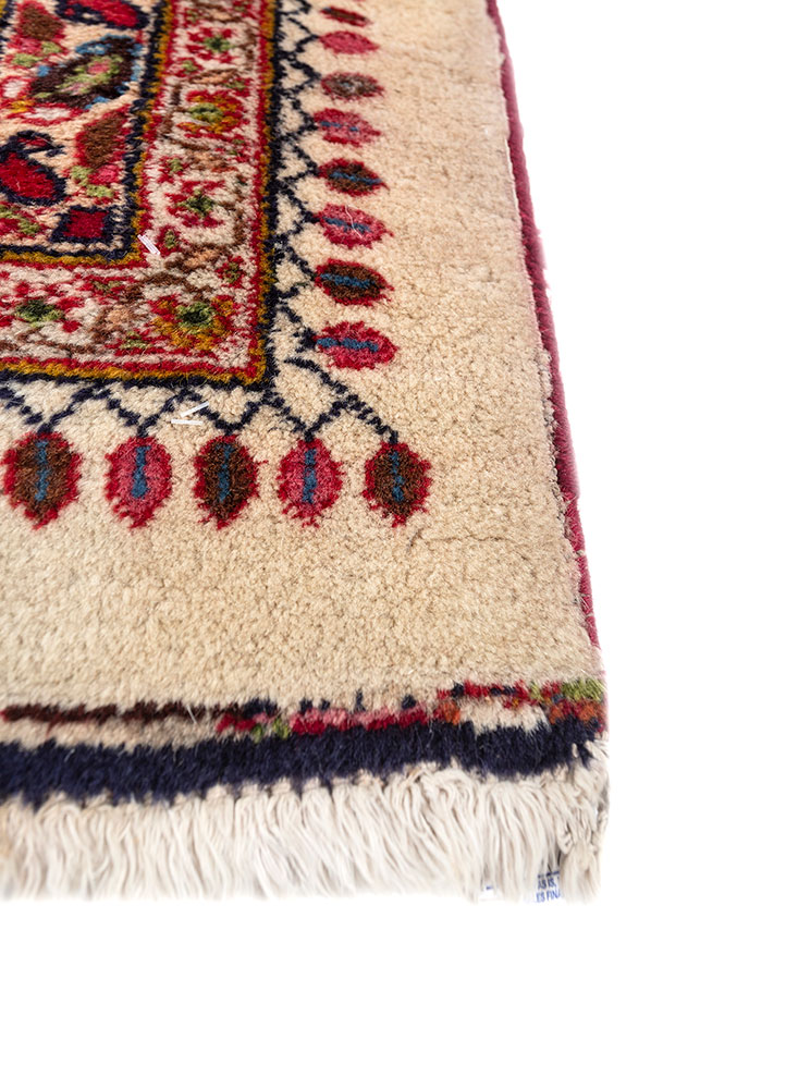 aalam red and orange wool hand knotted Rug - Corner