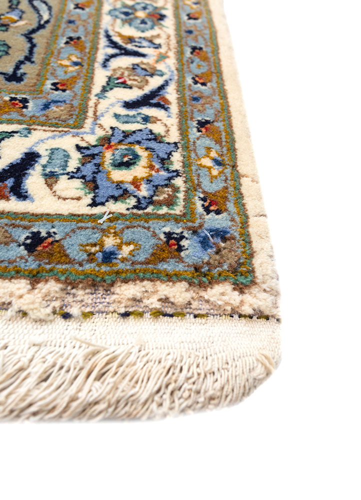 aalam blue wool hand knotted Rug - Corner