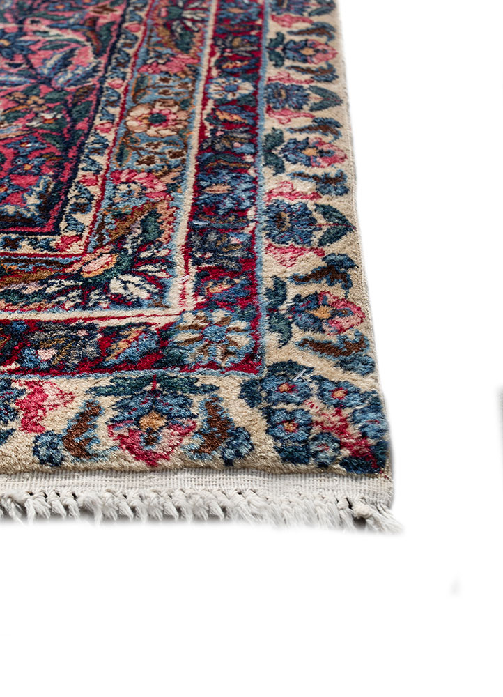 aalam blue wool hand knotted Rug - Corner