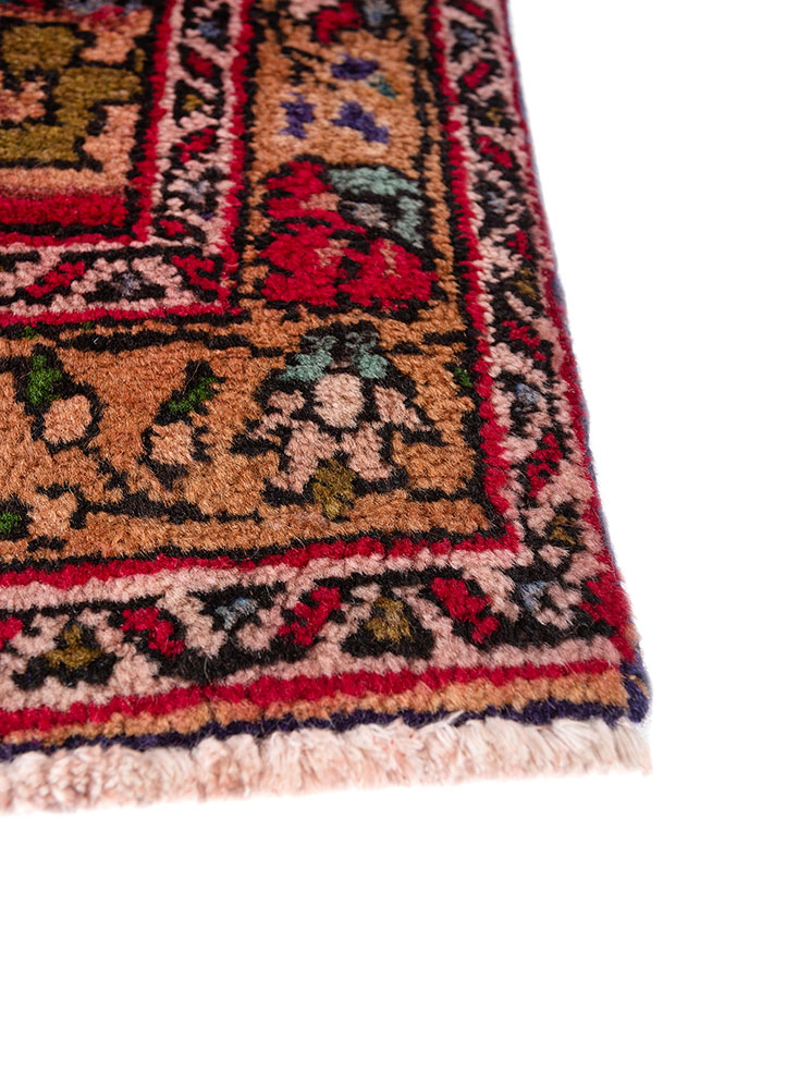 aalam red and orange wool hand knotted Rug - Corner