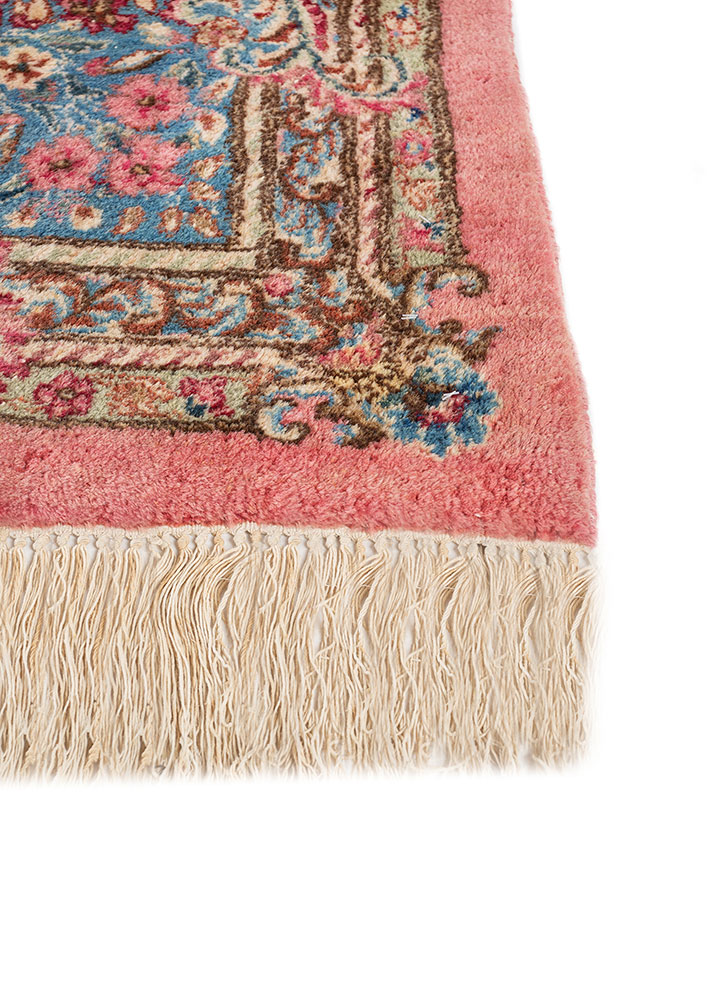 aalam blue wool hand knotted Rug - Corner