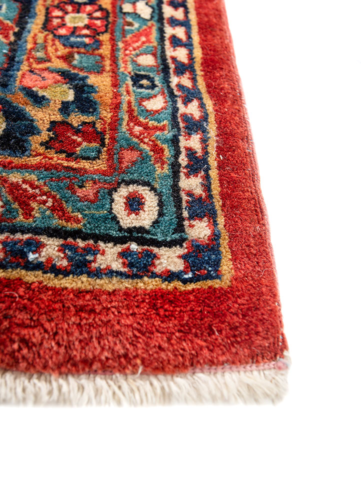 aalam blue wool hand knotted Rug - Corner