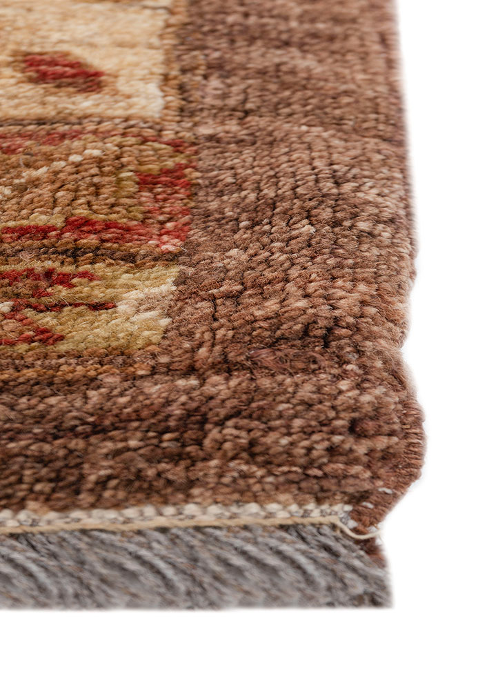 aalam red and orange wool hand knotted Rug - Corner