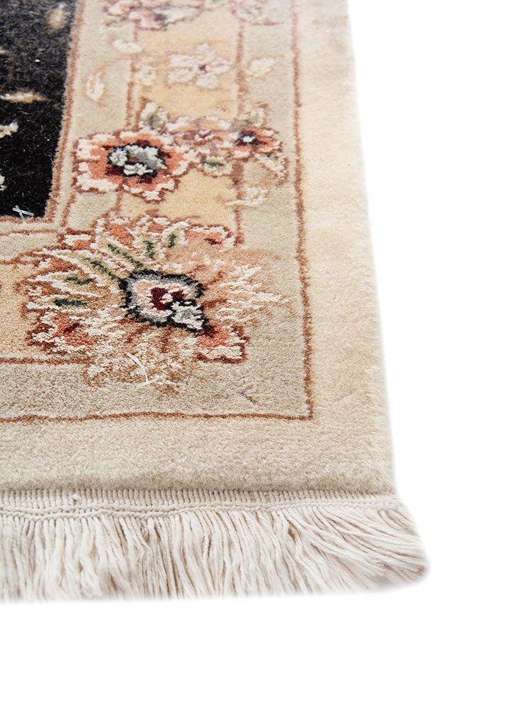 aurora beige and brown wool hand knotted Rug - Corner