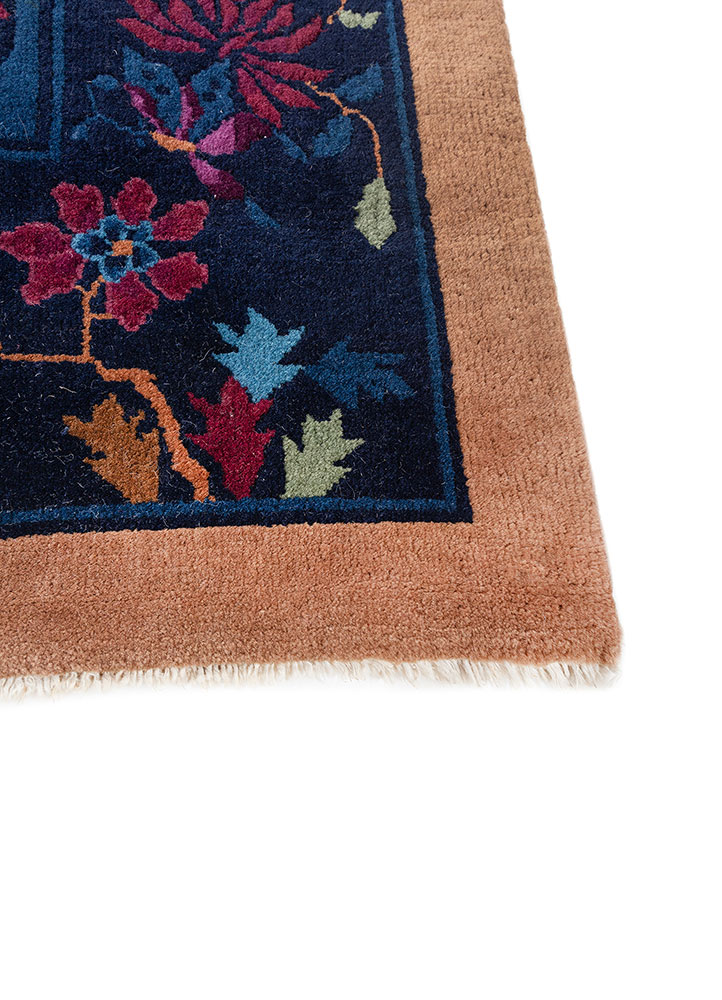 pechino beige and brown wool hand knotted Rug - Corner