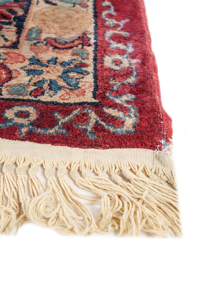 aalam red and orange wool hand knotted Rug - Corner