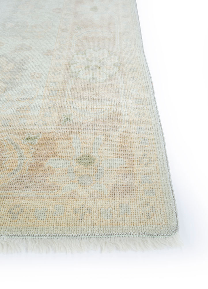 aalam beige and brown wool hand knotted Rug - Corner