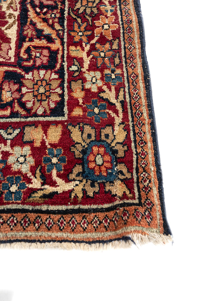 aalam beige and brown wool hand knotted Rug - Corner