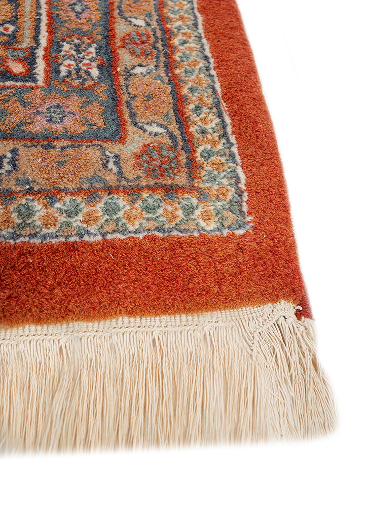 aalam blue wool hand knotted Rug - Corner
