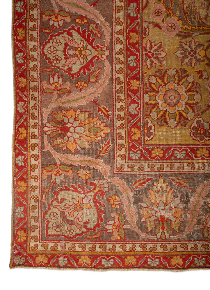 aalam red and orange wool hand knotted Rug - Corner