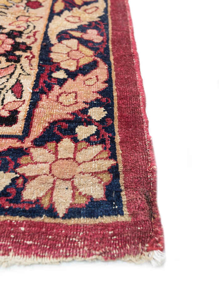aalam pink and purple wool hand knotted Rug - Corner