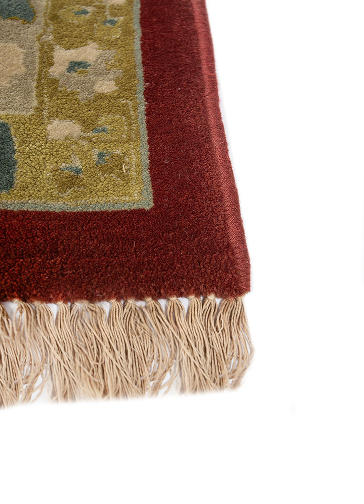 aalam green wool hand knotted Rug - Corner