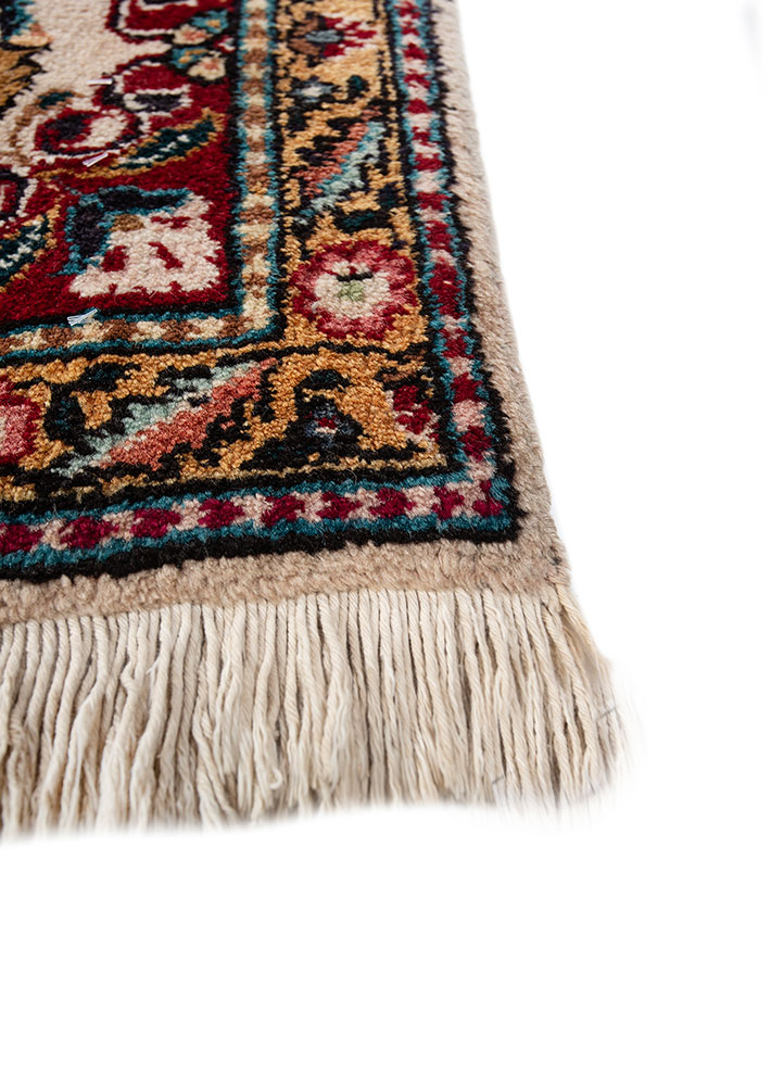 aalam red and orange wool hand knotted Rug - Corner