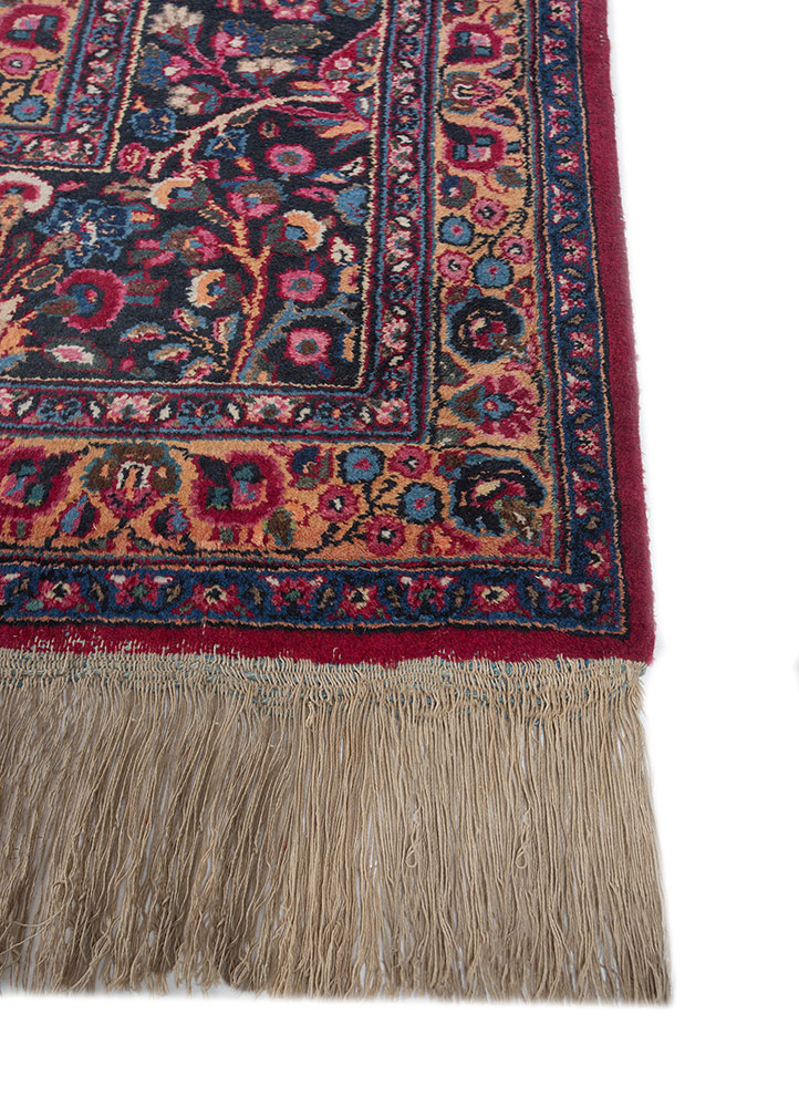 aalam blue wool hand knotted Rug - Corner