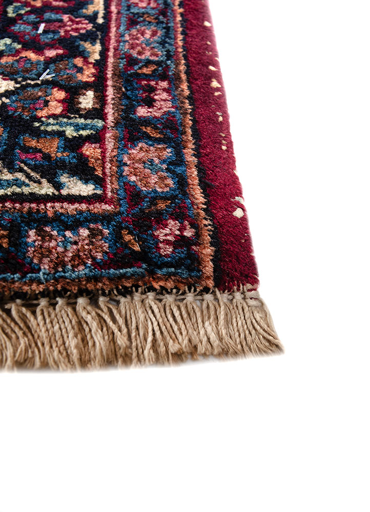 aalam blue wool hand knotted Rug - Corner