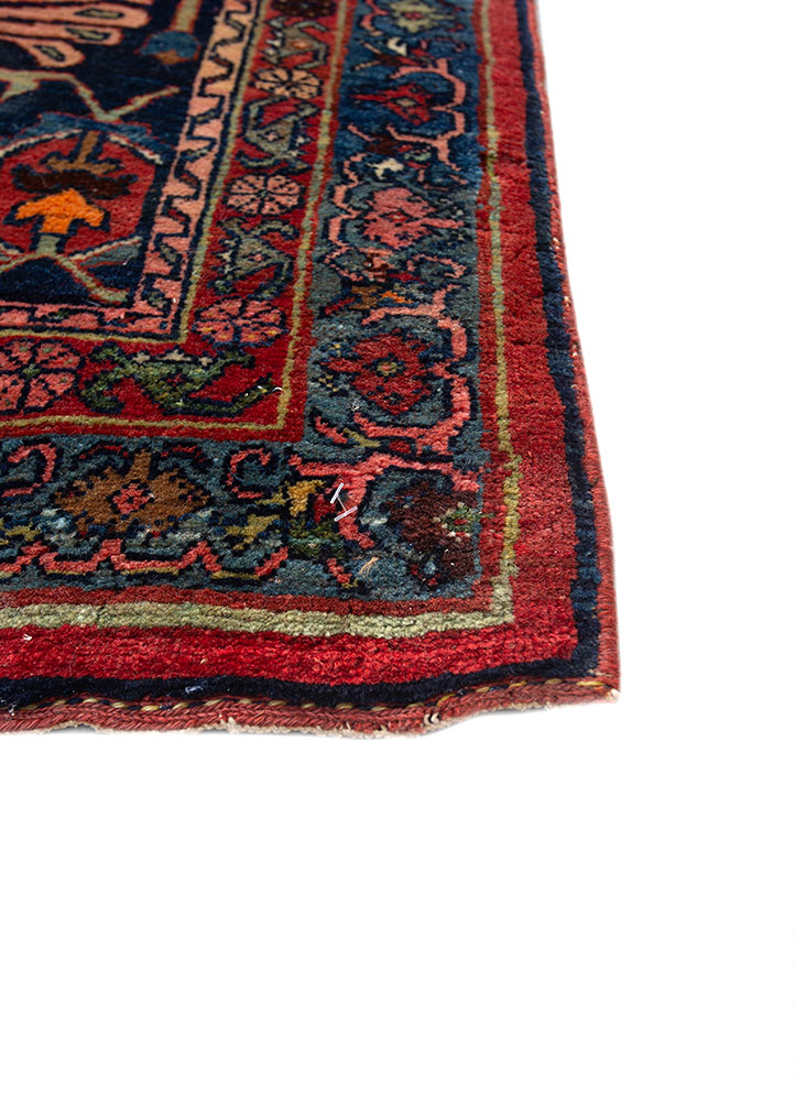 aalam blue wool hand knotted Rug - Corner