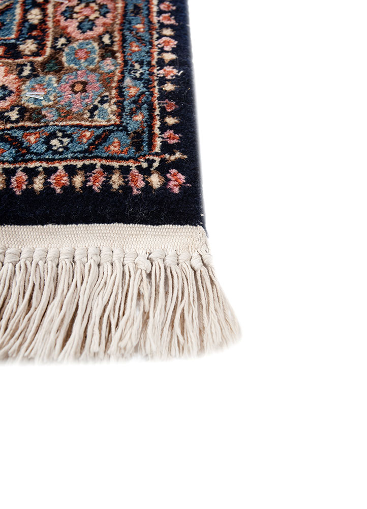 aalam blue wool hand knotted Rug - Corner