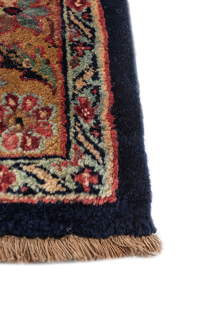 aalam blue wool hand knotted Rug - Corner