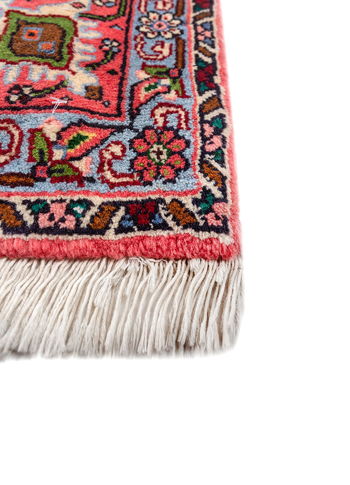 aalam red and orange wool hand knotted Rug - Corner