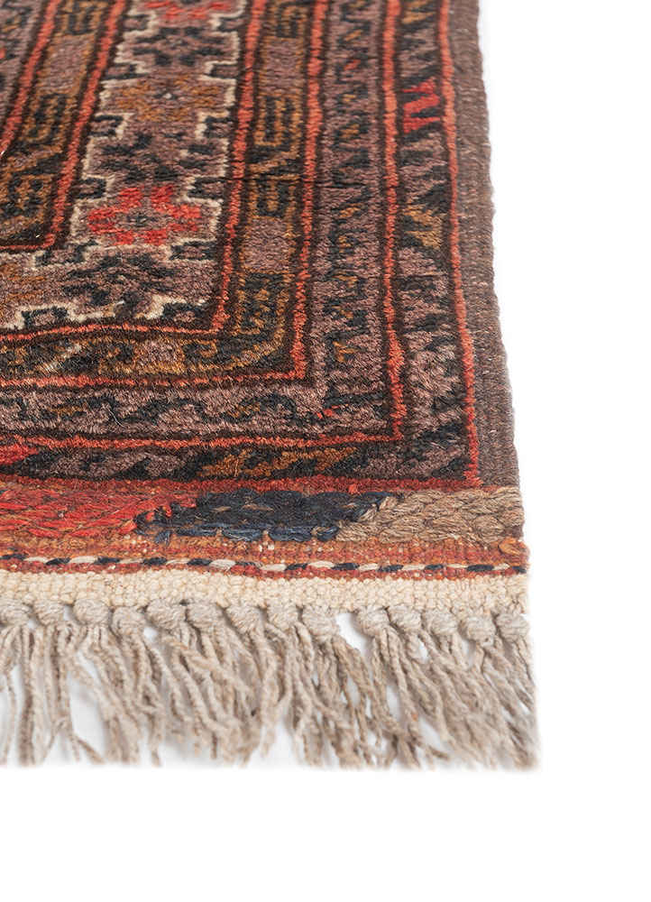 aalam red and orange wool hand knotted Rug - Corner