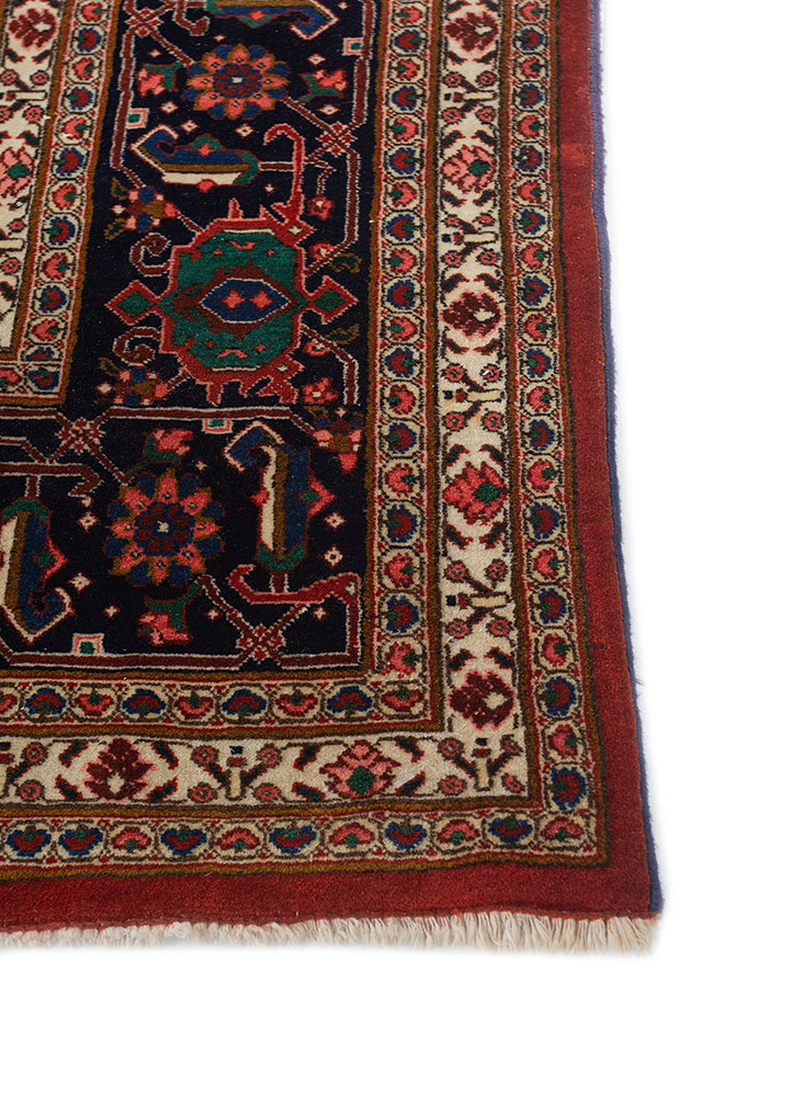 aalam blue wool hand knotted Rug - Corner