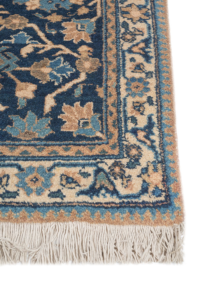 aalam blue wool hand knotted Rug - Corner