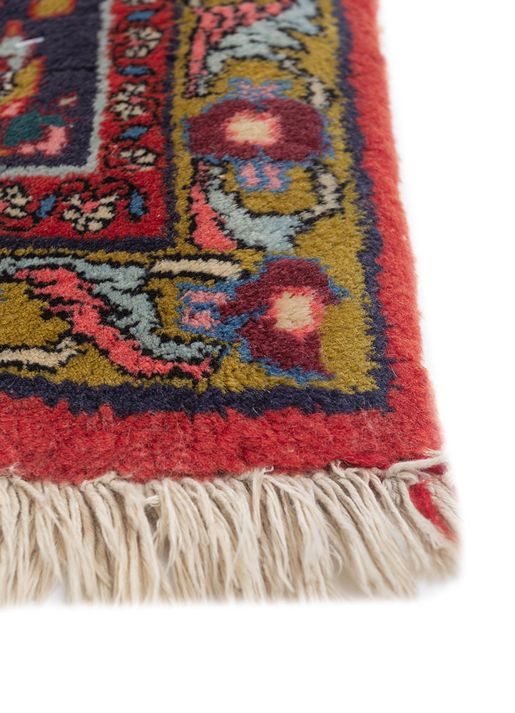 aalam blue wool hand knotted Rug - Corner