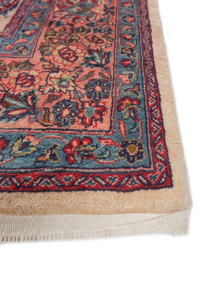 aalam pink and purple wool hand knotted Rug - Corner