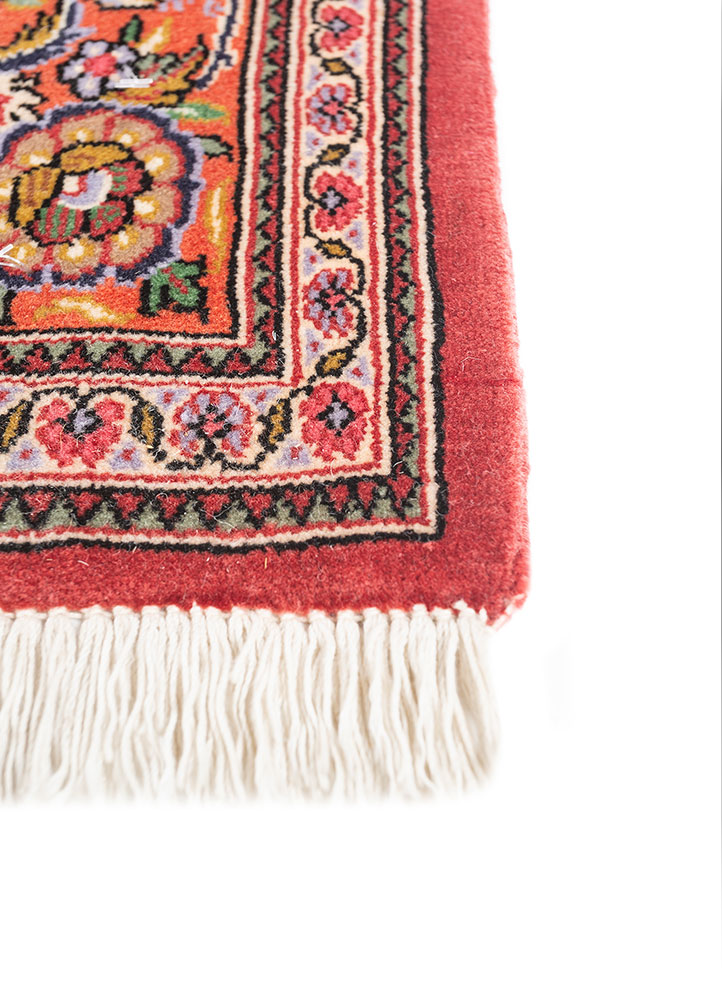 aalam pink and purple wool hand knotted Rug - Corner