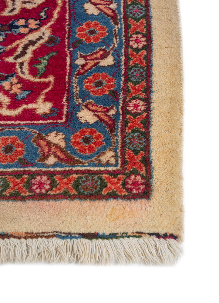 aalam blue wool hand knotted Rug - Corner