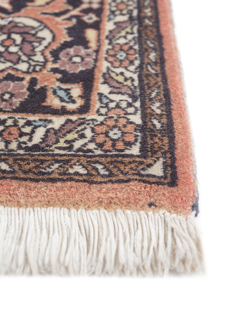 aalam beige and brown wool hand knotted Rug - Corner