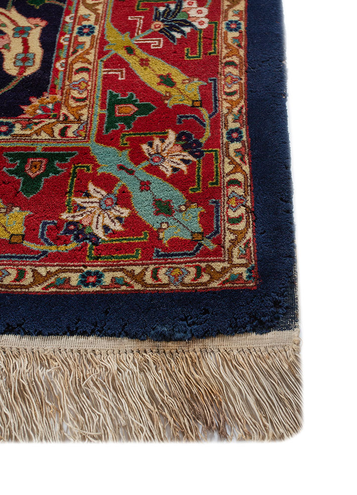 aalam blue wool hand knotted Rug - Corner