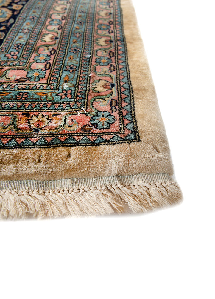 aalam blue wool hand knotted Rug - Corner