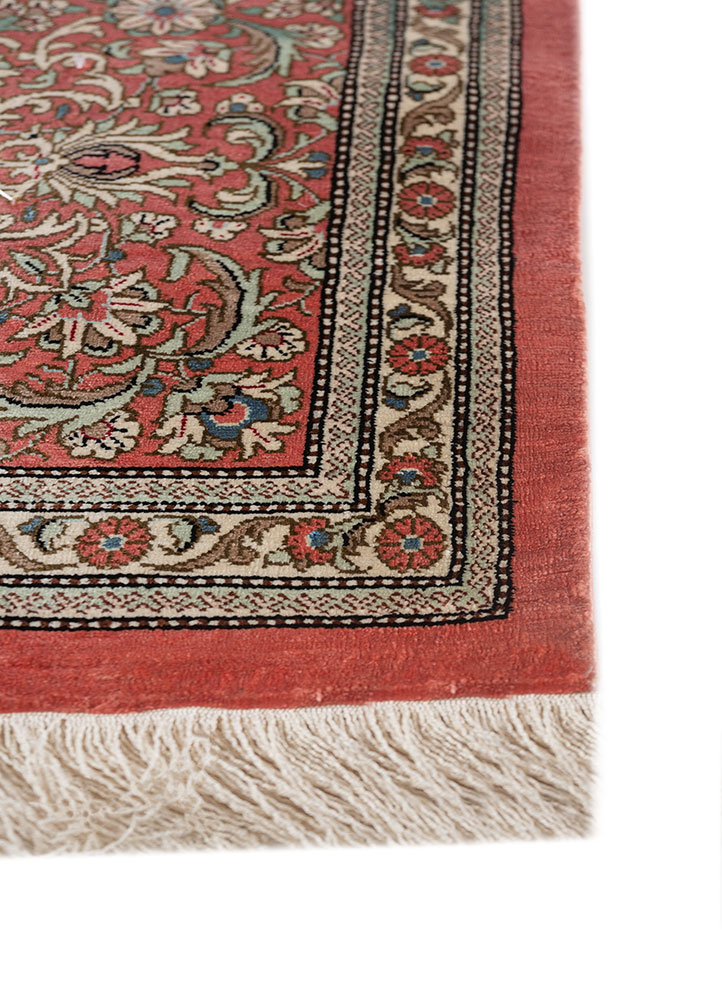 gulmarg pink and purple silk hand knotted Rug - Corner