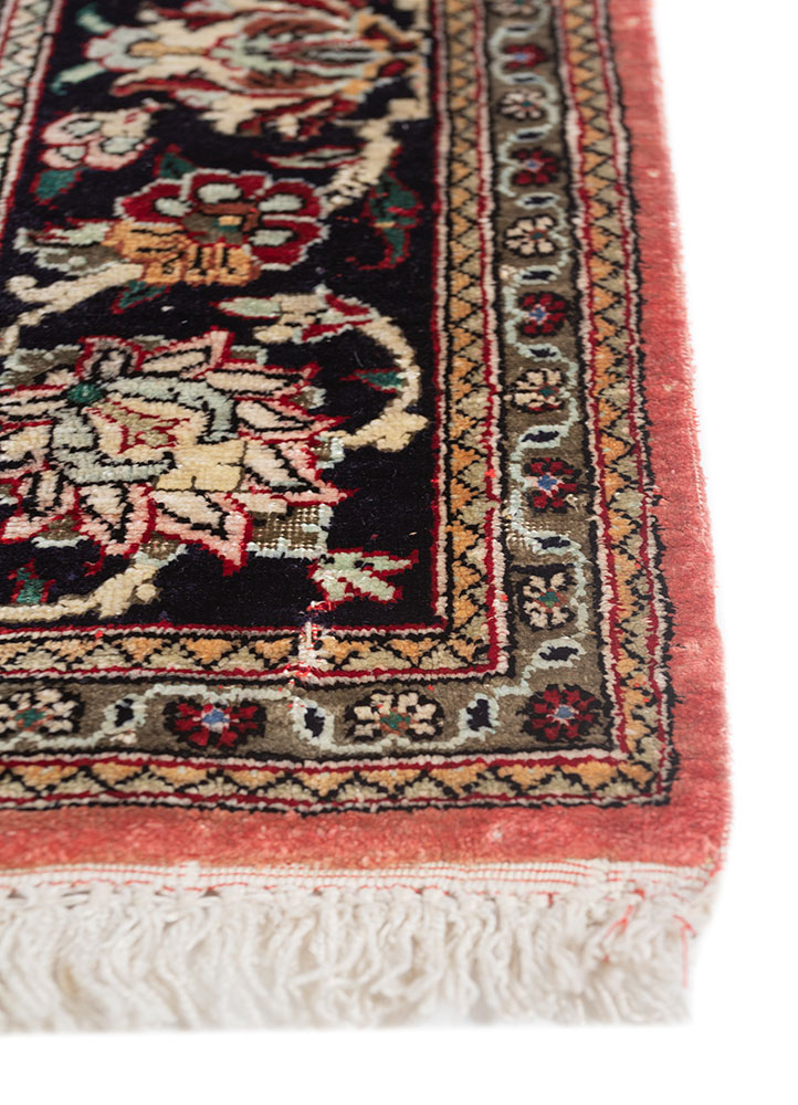 gulmarg blue silk hand knotted Rug - Corner