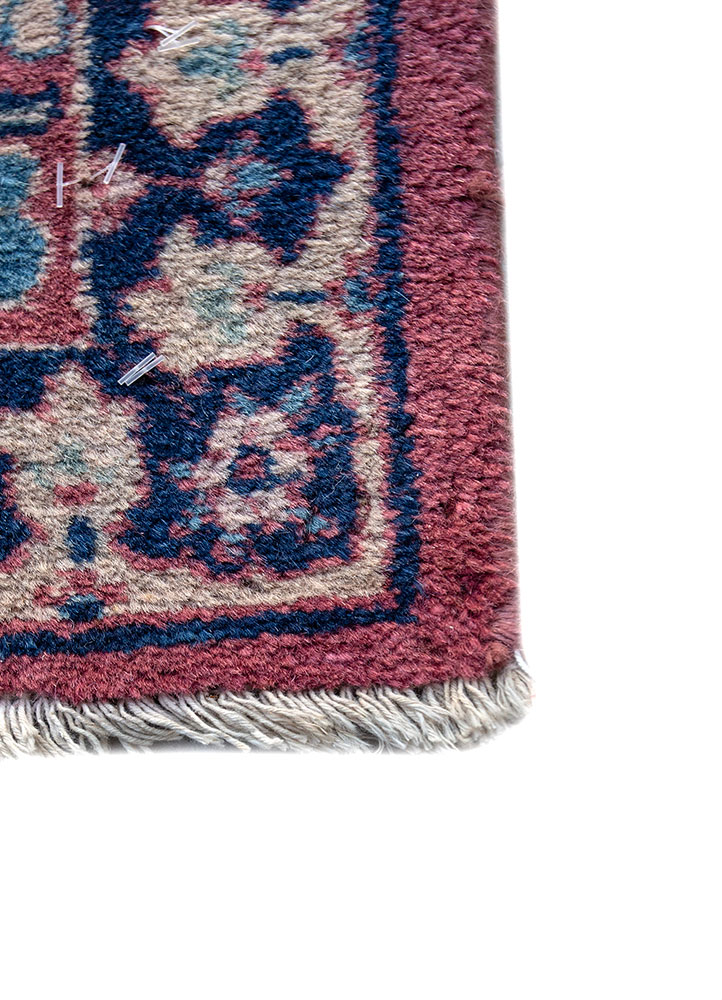 aalam red and orange wool hand knotted Rug - Corner
