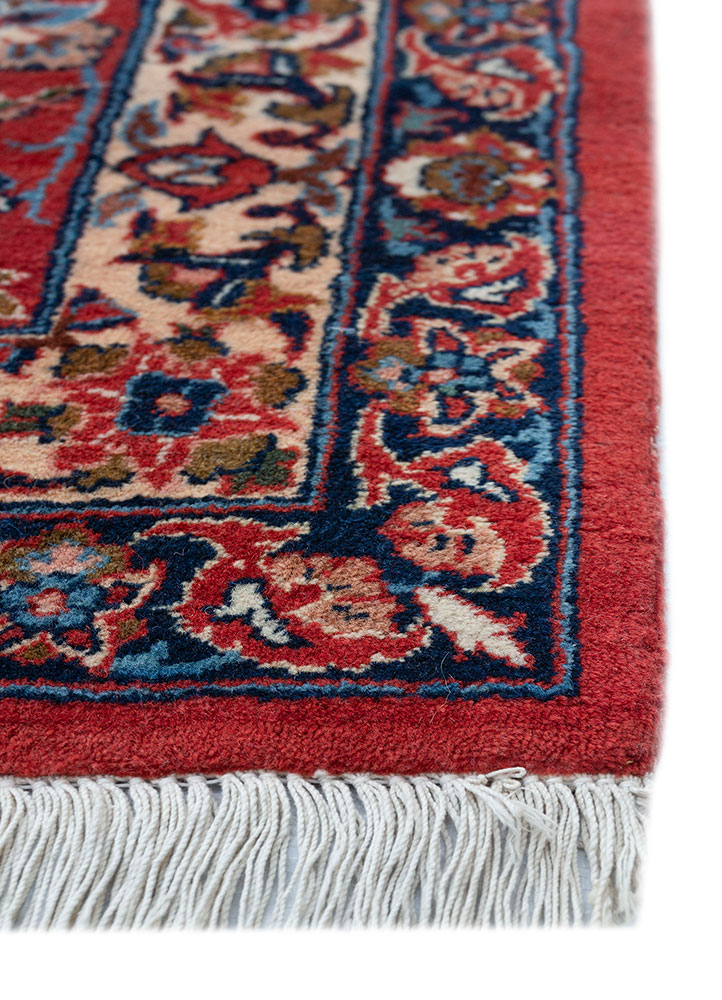 aalam red and orange wool hand knotted Rug - Corner