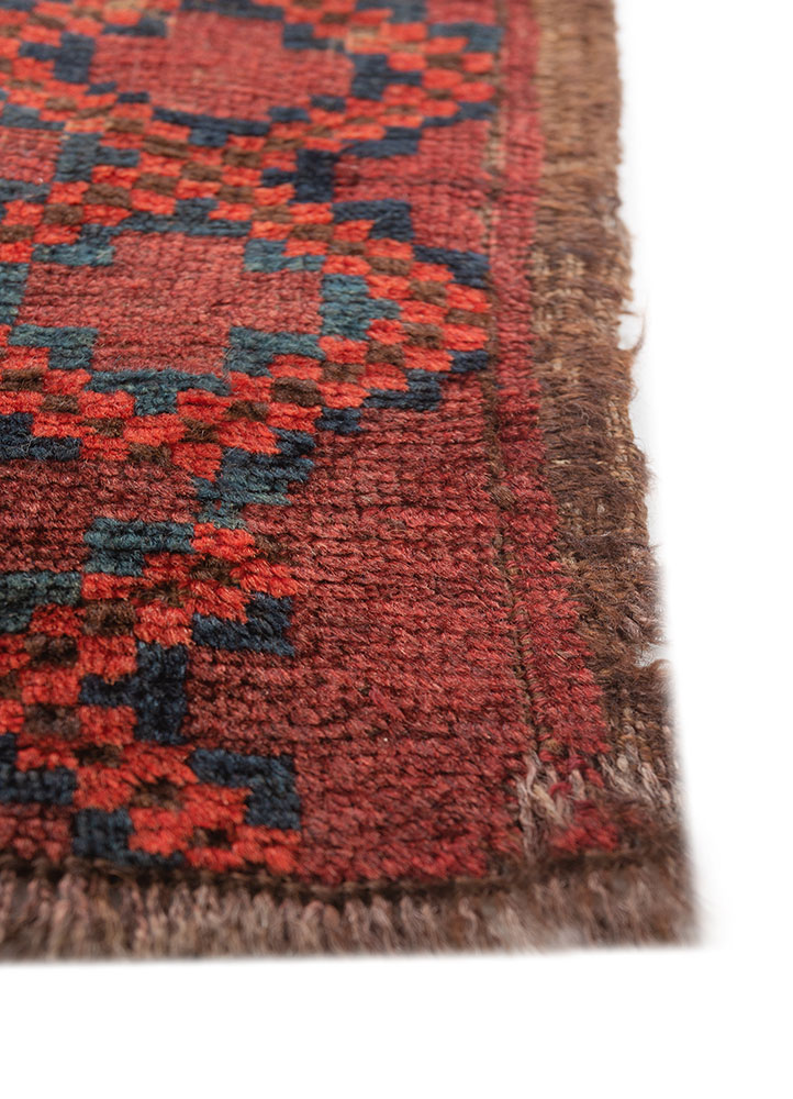 kiaan red and orange wool hand knotted Rug - Corner