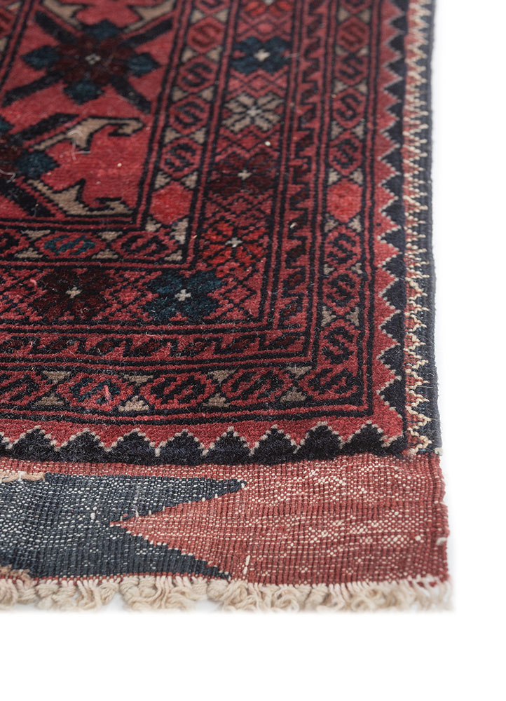 aalam blue wool hand knotted Rug - Corner