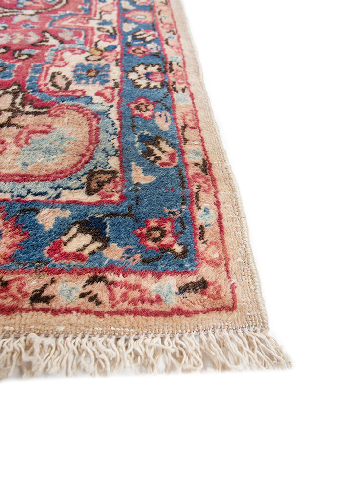 aalam blue wool hand knotted Rug - Corner