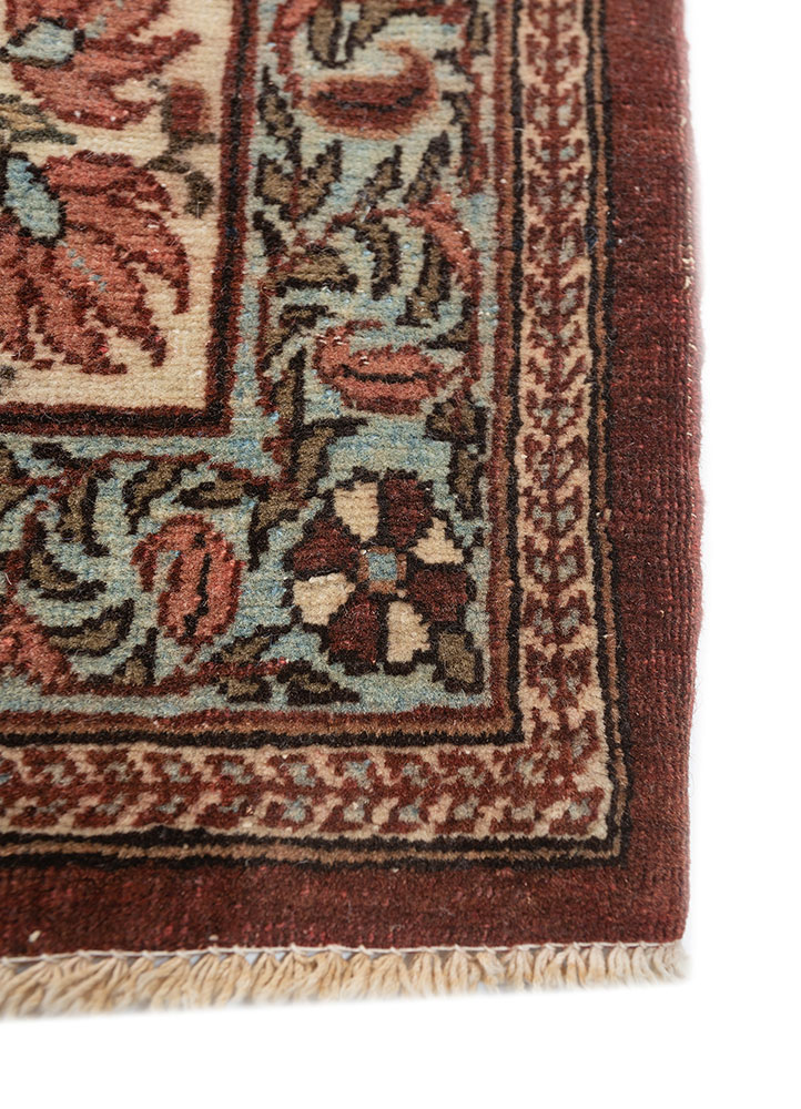 aalam red and orange wool hand knotted Rug - Corner