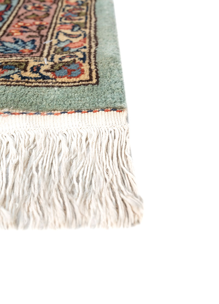 aalam blue wool hand knotted Rug - Corner