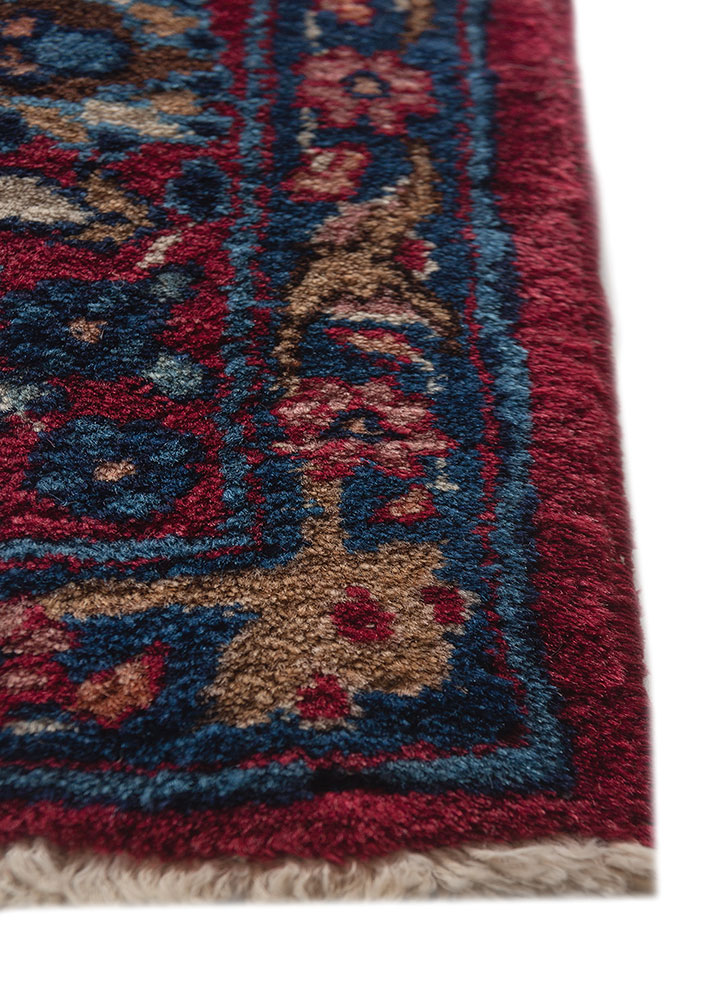 aalam blue wool hand knotted Rug - Corner