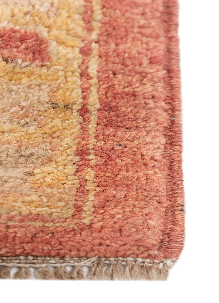 aalam red and orange wool hand knotted Rug - Corner