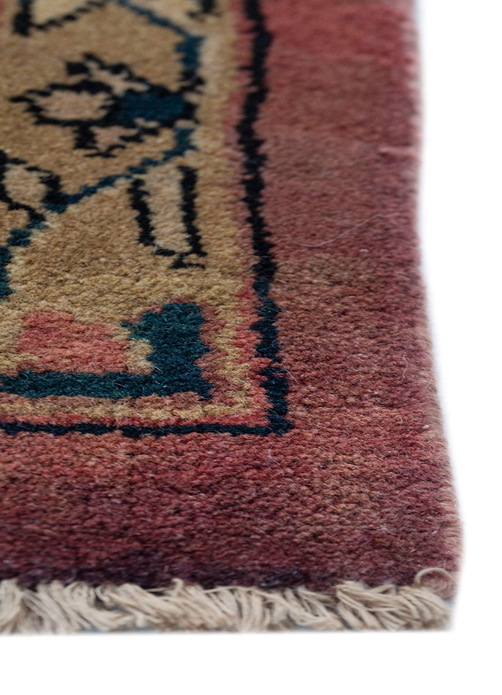 aalam red and orange wool hand knotted Rug - Corner